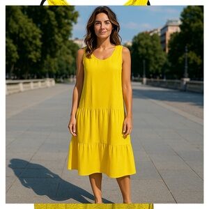 Eileen Fisher Sunny Yellow Midi Dress nwt